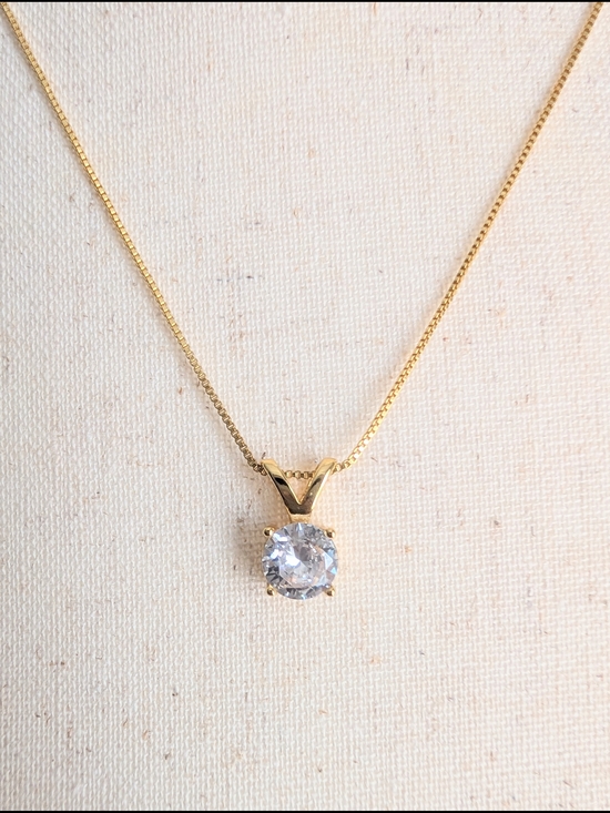 Moissanite Jewelry - 2 carat Gold Solitaire Moissanite Pendant Necklace Moissanite (Gold over Silver)